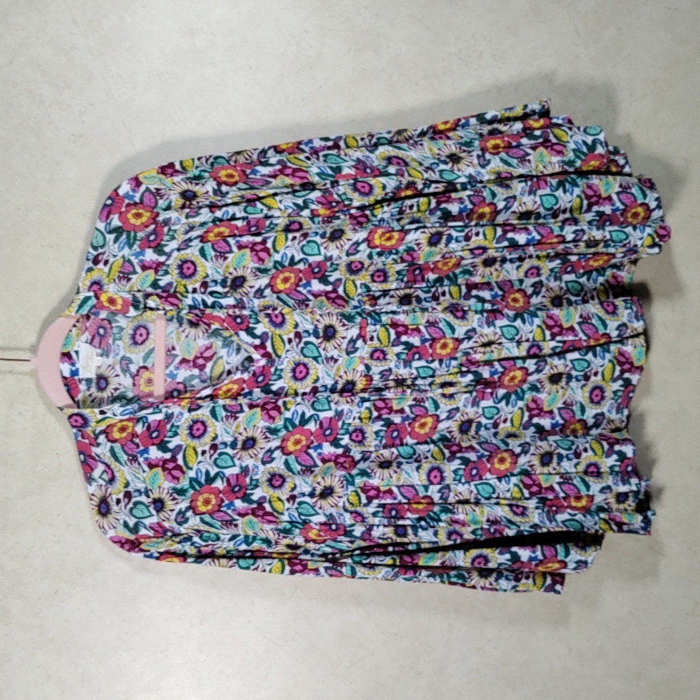 H198 Layerz multi-color floral print bell sleeve blouse XL